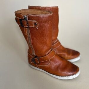 UGG Australia Boots Andra Brown Full Pebble Leather with Zipper and Buckle